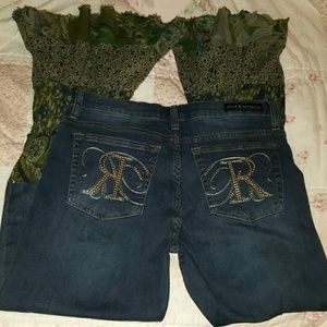 Rock & Republic OOAK Fabric Bell Bottom Jeand 14